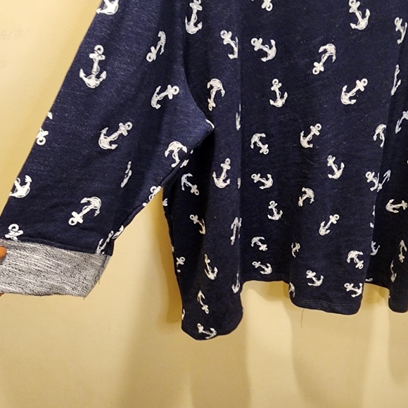 Kiwi Fresh Navy Anchor Print Sweater Plus  Size 2X Nwt - Picture 6 of 11